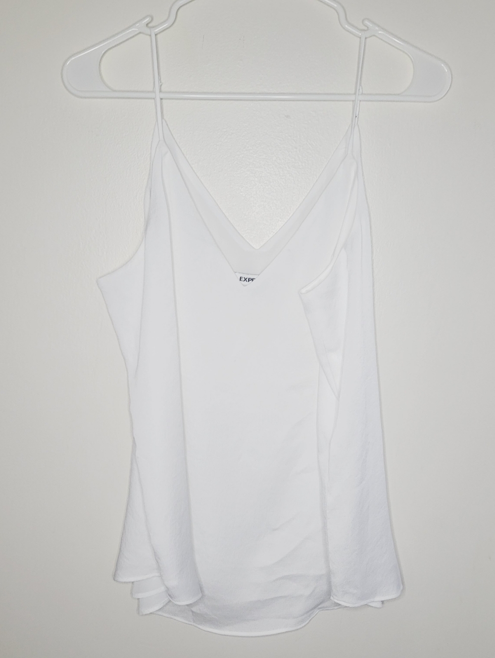 Express Cami Women's Large White V-Neck Strappy Closet Staple Capsule Wardrobe